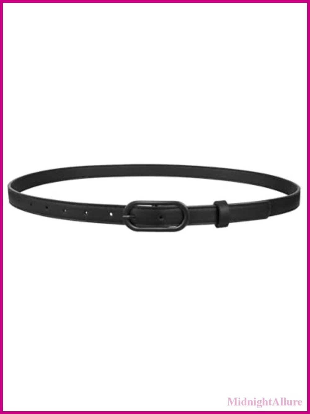 Women Skinny PU Leather Belt Thin Waist Oval Pin Buckle 0.7"